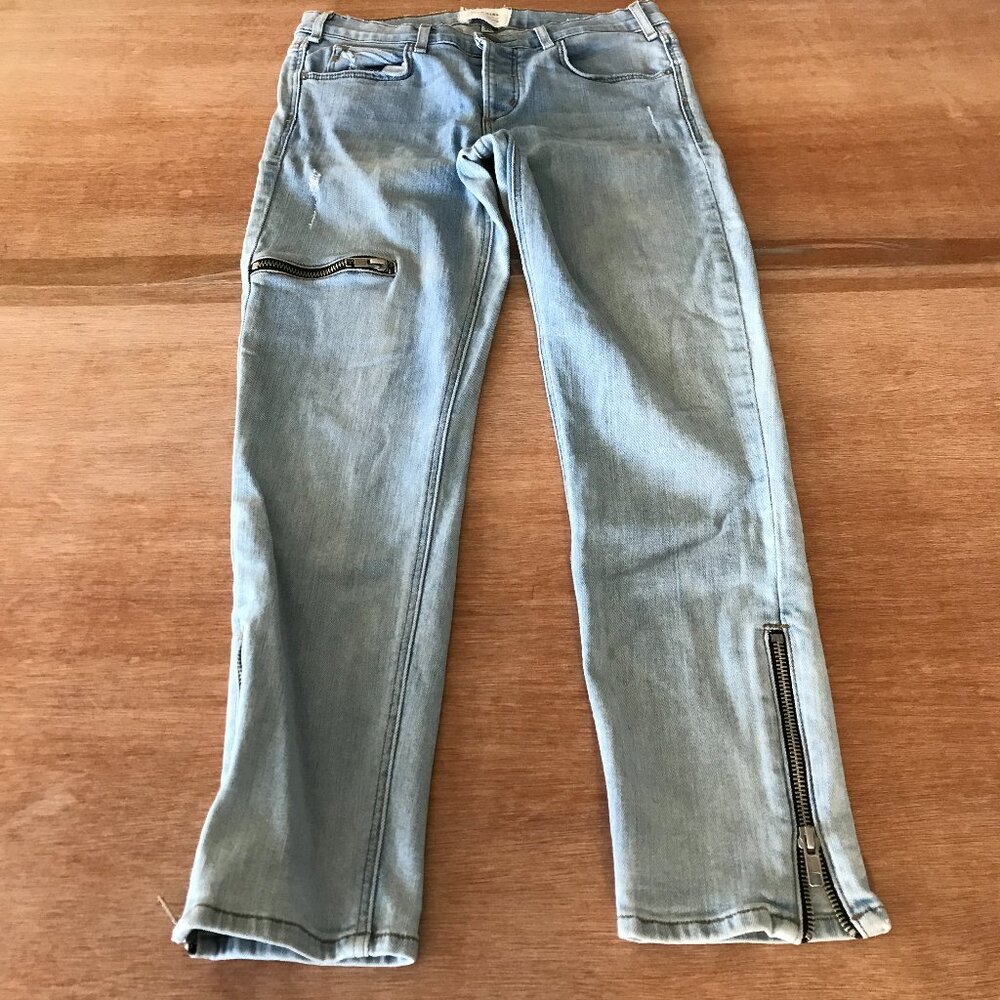 McGuire Jeans Women 26 Blue Mid Rise Distressed Ankle Zip Button Fly Medium Wash